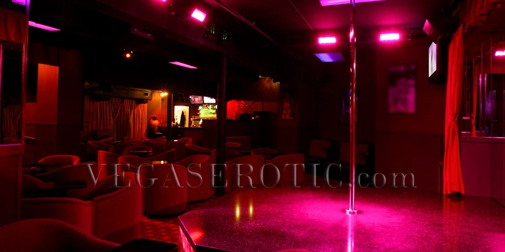 Stage with stripper pole at Little Darlings 18+ strip club in Vegas