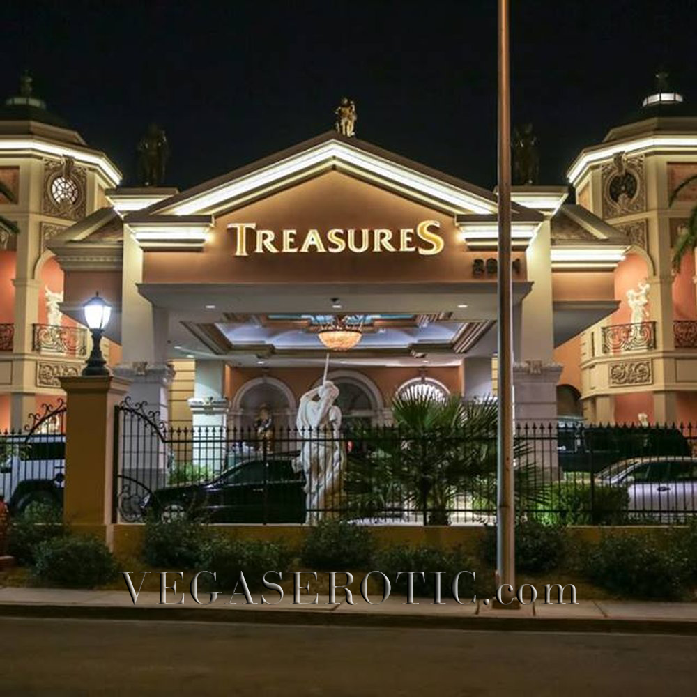 Front of the posh palace, Treasures Gentlemen's Club & Steakhouse in Las Vegas